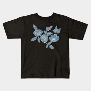 California Wild Rose Blue  and Cream Kids T-Shirt